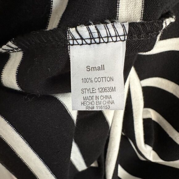 Nine 1 Eight NEW Knit Fitted Mini Dress S Black White Stripe Cotton Pockets - Picture 7 of 8
